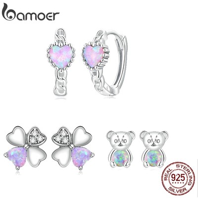 Bamoer Bông Tai bạc 925 Hình Gấu Đáng Yêu Cho Nữ