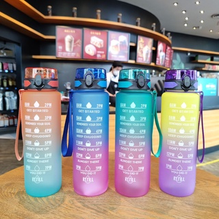 Bình nước 1 Lít thể thao nhắc nhở uống nước tặng kèm charm và sticker