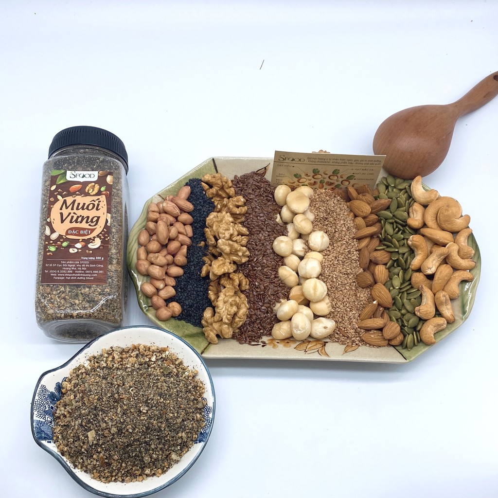 [có muối hồng] Muối vừng 9 loại hạt Sfood( gồm: macca, điều, óc chó, hạnh nhân, lanh, bí, lạc...) 500gram | BigBuy360 - bigbuy360.vn