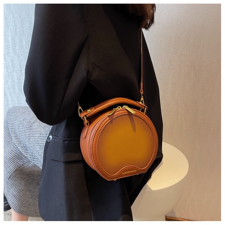 Túi Xách JASMIN NOIR Da PU Hình Tròn Đơn Giản Phong Cách Retro Cho Nữ