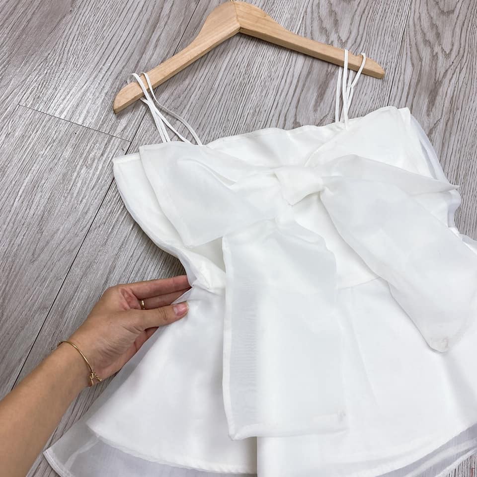 Sét Đồ Bộ Kiểu Nữ Đi Chơi Áo 2 Dây Voan Tơ Kết Nơ & Quần Thời Trang Nữ | BigBuy360 - bigbuy360.vn