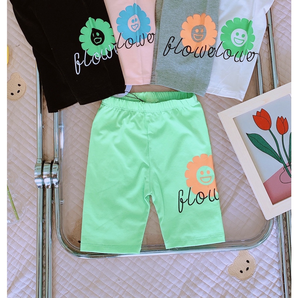 Lyvyshop - (Cotton SG chính phẩm) Quần legging lửng siêu dễ thương cho bé 09-24kg