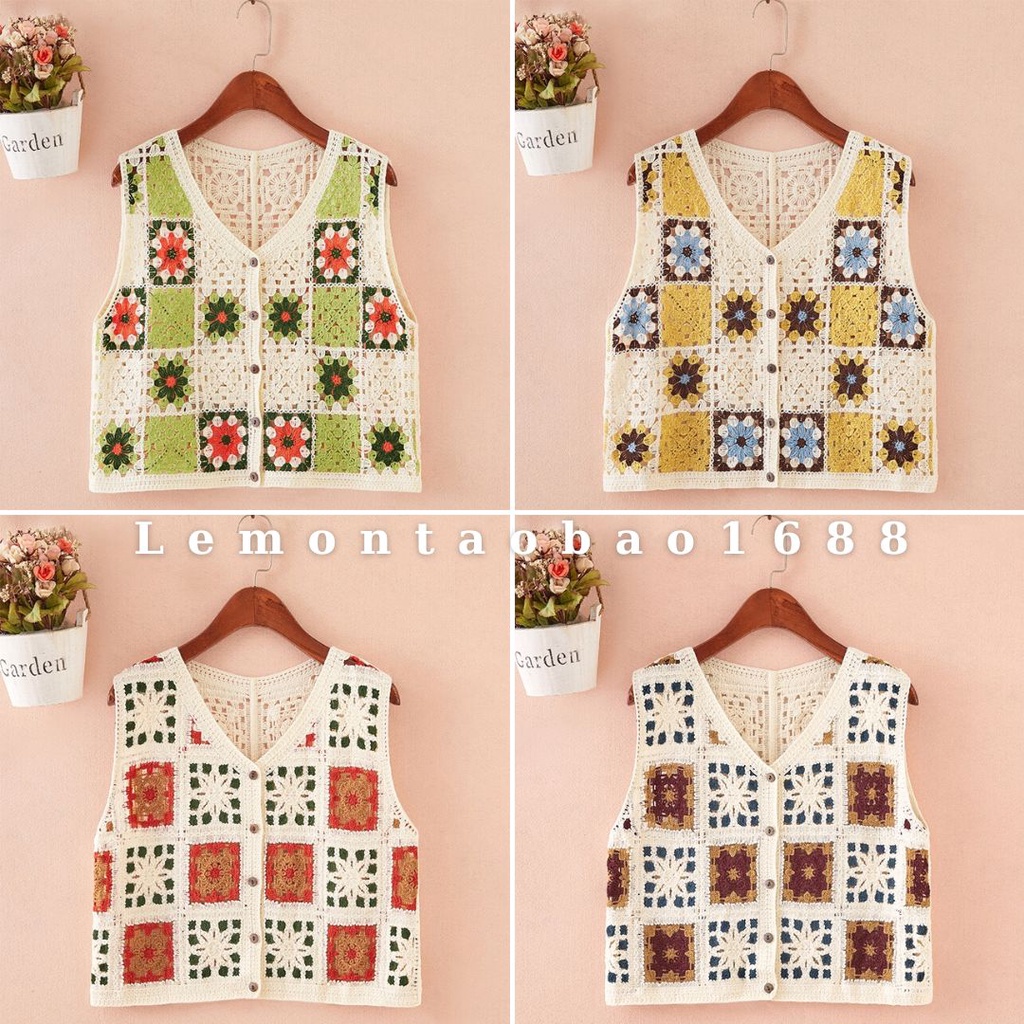 Áo Khoác Cardigan Gile Len Nữ Thổ Cẩm Cúc Cài, Dáng Cadigan Nhiều Màu Sắc Lemon St