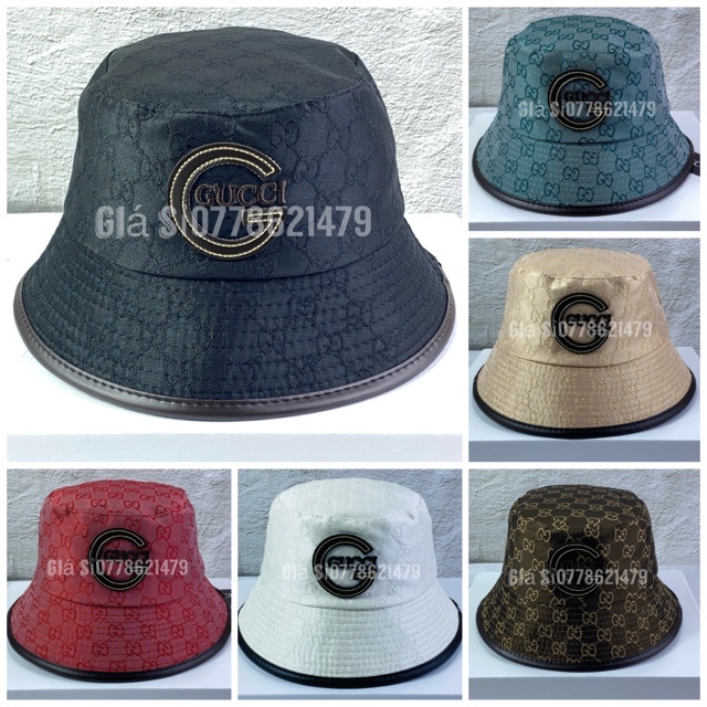 Mũ bo bucket - G da nâu ( thêu guxxxi ) hoạt tiết đậm chất thời trang nữ
