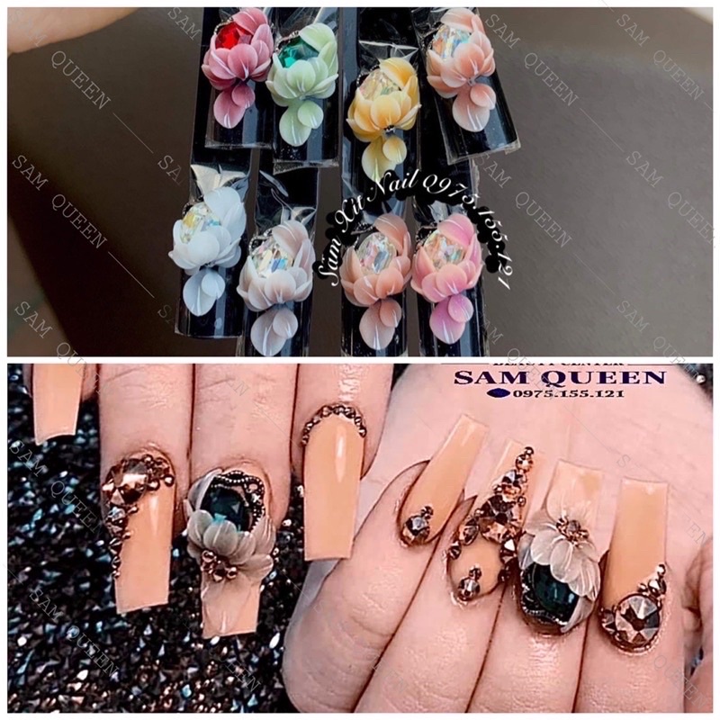 Hoa bột ôm charm đá cực đẹp