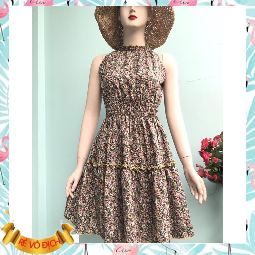 Đầm MAXI đi biển, Đầm xòe hoa nhí lụa cao cấp | BigBuy360 - bigbuy360.vn