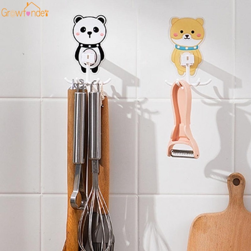 1 móc treo đồ gắn tường hình động vật hoạt hình xoay 360 độ không để lại vết