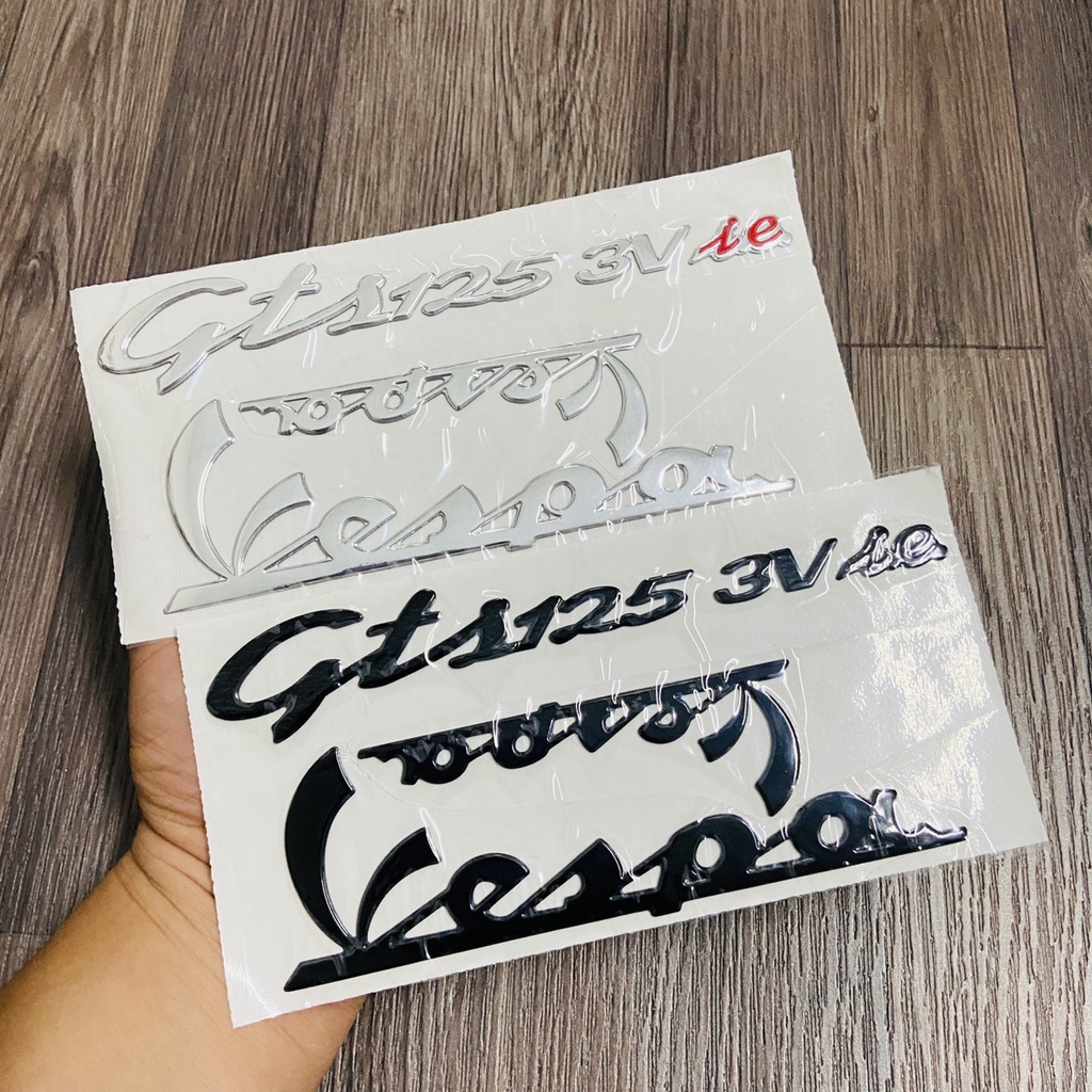 Bộ tem dán xe Vespa GTS 125 3Vie, Vespa GTS 150 3Vie chất liệu nhựa nổi cao cấp sáng bóng