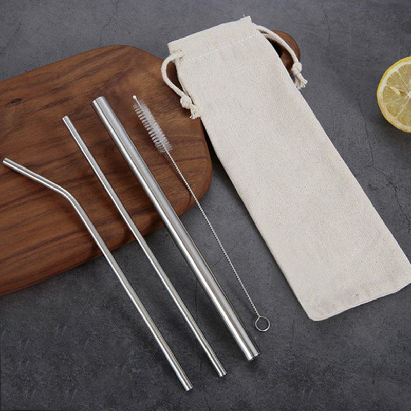 Bộ 3 ống hút inox kèm cọ rửa