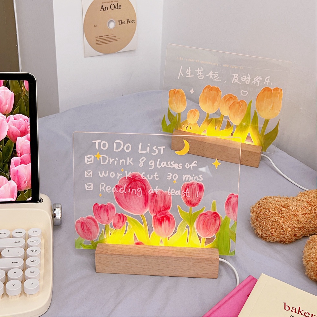 Bảng Ghi Chú Tích Hợp Đèn Bảng Acrylic Trong Suốt Để Bàn Tặng Kèm Ảnh In Theo Yêu Cầu Quà Tặng Sinh Nhật, Dịp Đặc Biệt