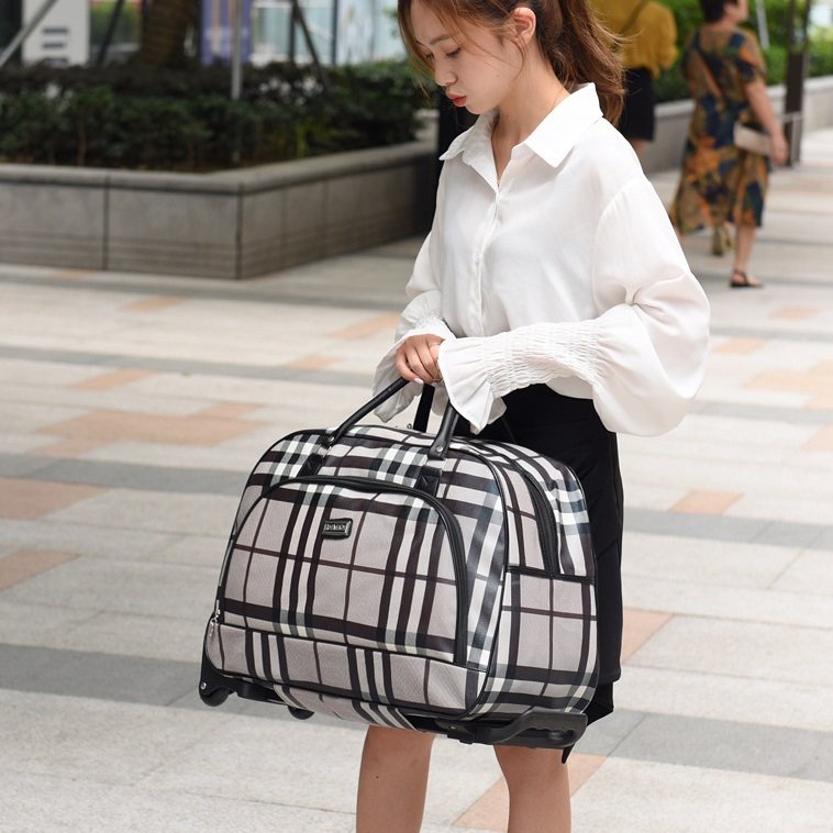 Túi kéo du lịch có bánh xe da pu cao cấp họa tiết size 20 inch hàng cao cấp TK-MAU2