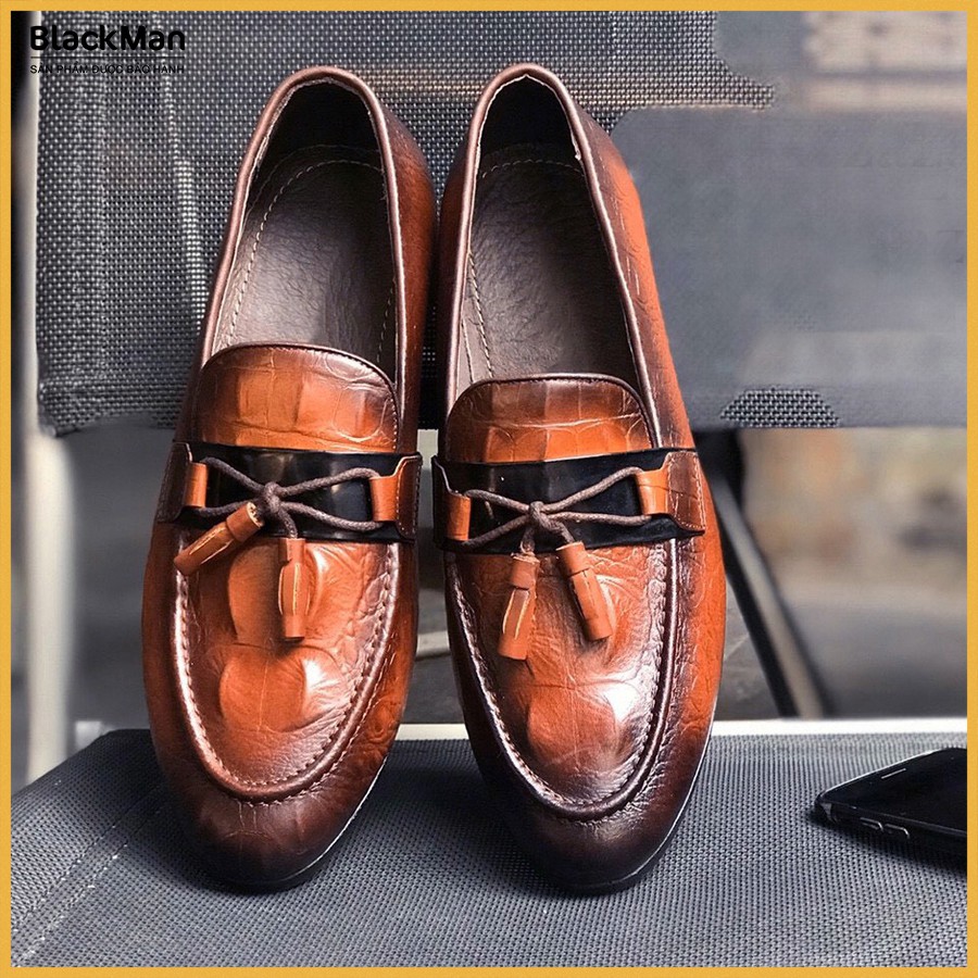 {SĂN SALE 💥 } Giày Lười Nam Da Bò Dập Vân  - ✅Băng Chuông Cao Cấp -✅ Đế Cao Su Đúc - ✅Bảo Hành Da 12 Tháng - Mã GL11 | BigBuy360 - bigbuy360.vn