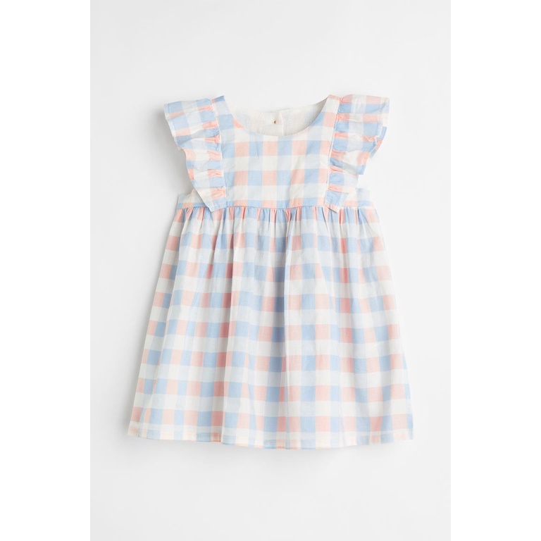 Váy xòe cotton hồng xanh HM H&M_hàng chính hãng authentic