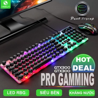 Bộ Bàn Phím Chuột Giả Cơ GTX300 Gamming Chơi Game Cực Đỉnh LED 7 màu