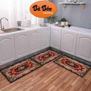Bộ 02 thảm bếp 3D siêu thấm, Thảm bếp chống trơn trượt tiên dụng KT 120x40cm,60x40cm