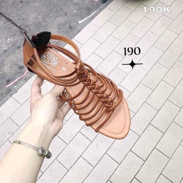 Giày Sandal nữ kiểu chiến binh có khóa kéo sau gót hàng Thái Lan cao cấp