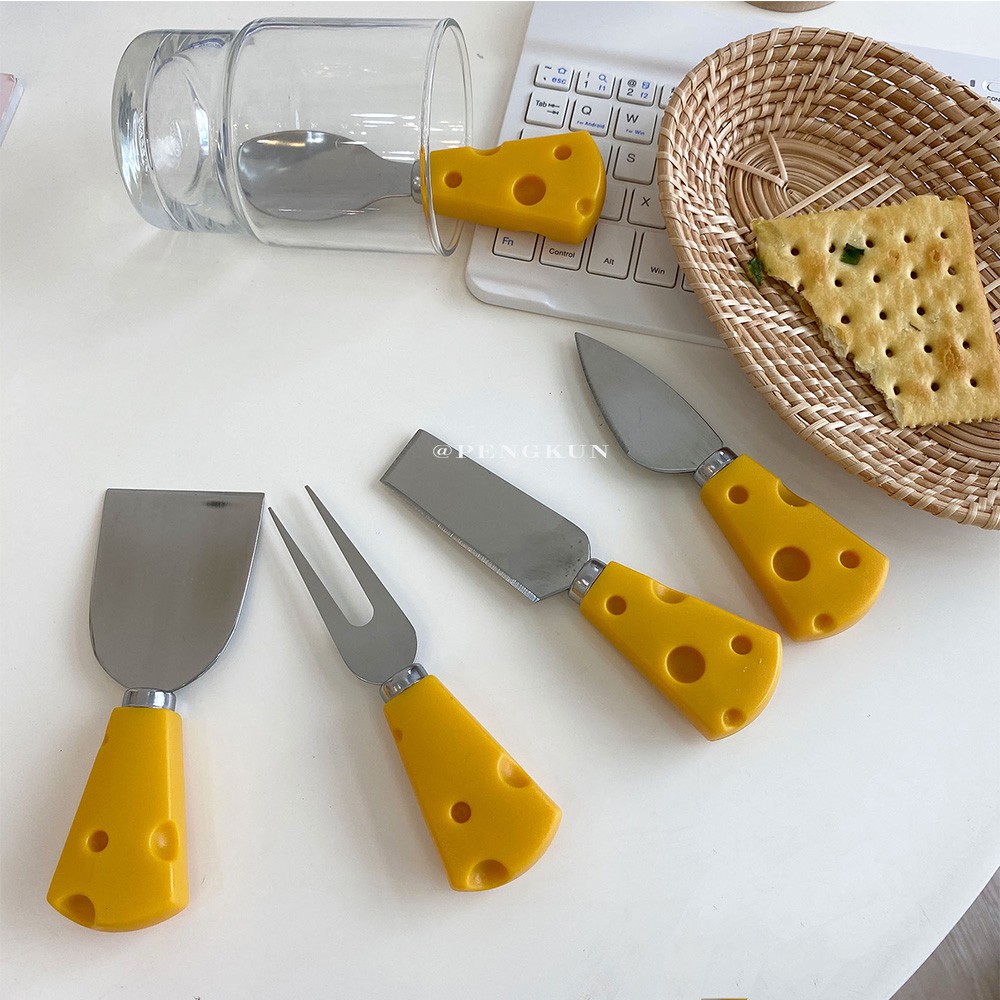 Dụng Cụ Ăn Bằng Thép Không Gỉ Thiết Kế Hình Phô Mai Độc Đáo Tùy Chọn