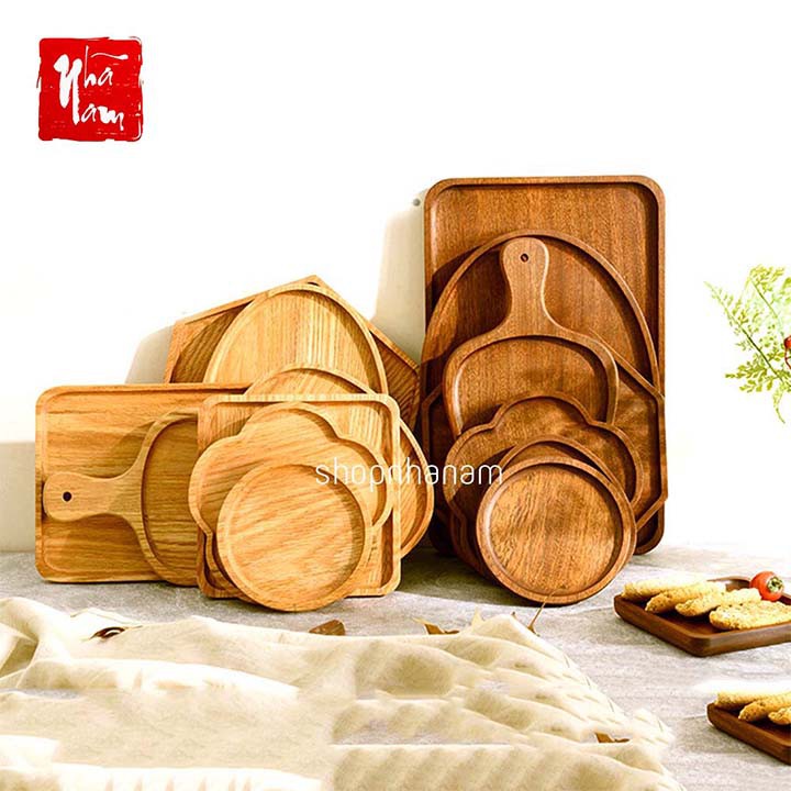 Đĩa gỗ tự nhiên, khay đựng đồ ăn cao cấp, đĩa gỗ tự nhiên nhập khẩu phụ kiện bàn ăn