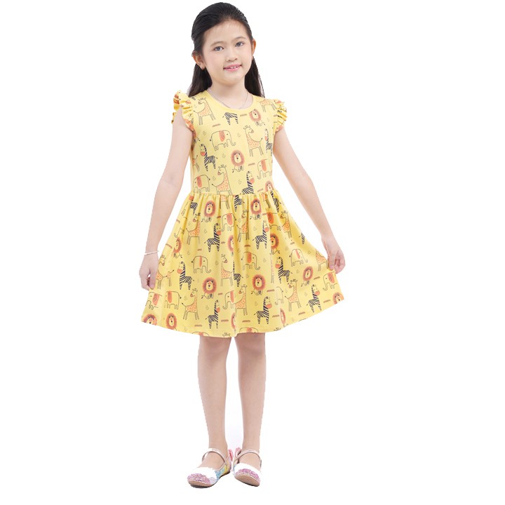 Đầm bé gái tay cánh tiên in toàn thân 14-22 kg MEEJENA - 100% COTTON 4C - 1485