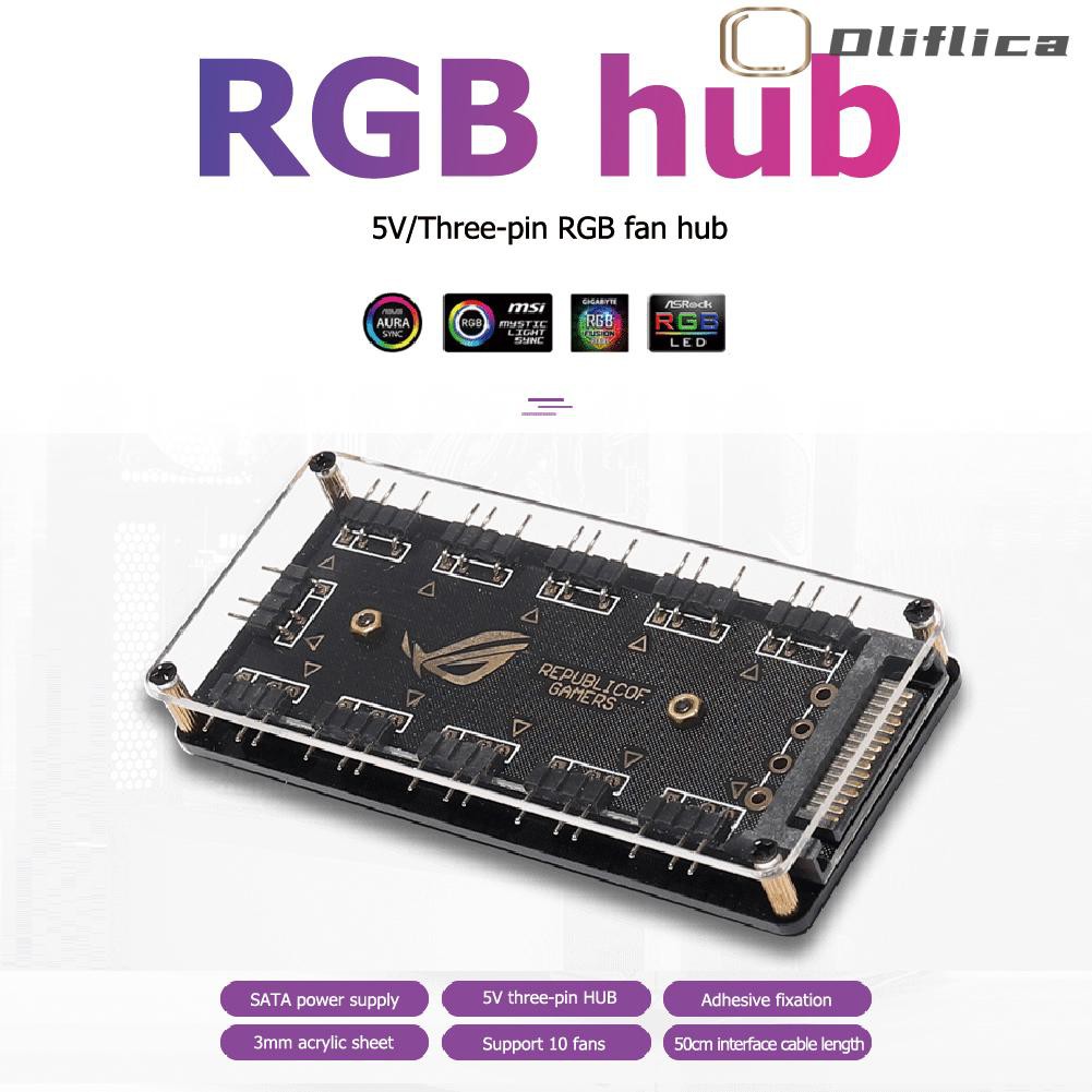 Mới Bộ Chia 10 Cổng Rgb Sata Nguồn 5v 3pin Argb Cho Gigabyte Msi