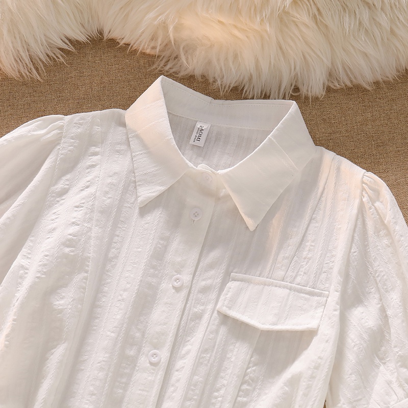 NUZIRO  Áo sơ mi trắng  tay ngắn thời trang cho nữ