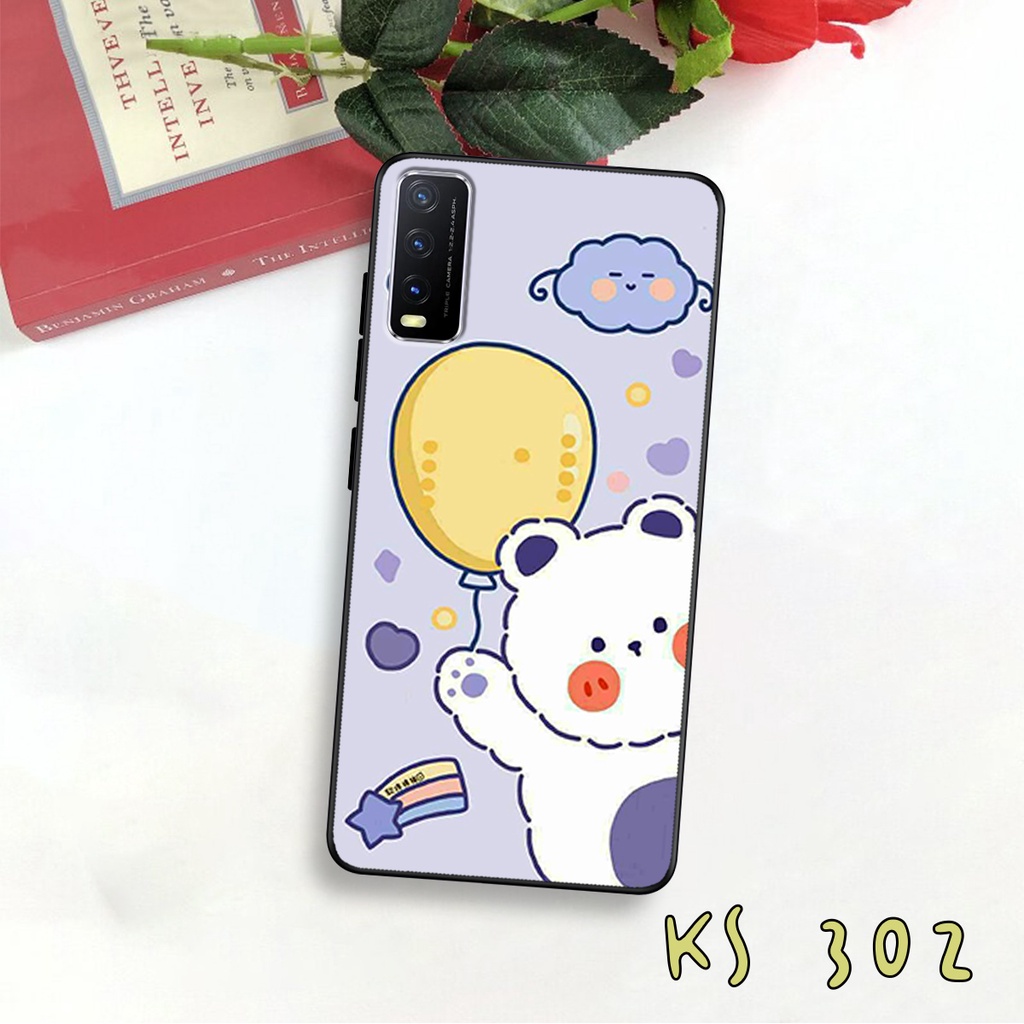 Ốp lưng Vivo Y20 - Vivo Y20s - Vivo Y12s - Ốp lưng in hình gấu &amp; thỏ đang yêu - lưng nhám viền TPU cao cấp