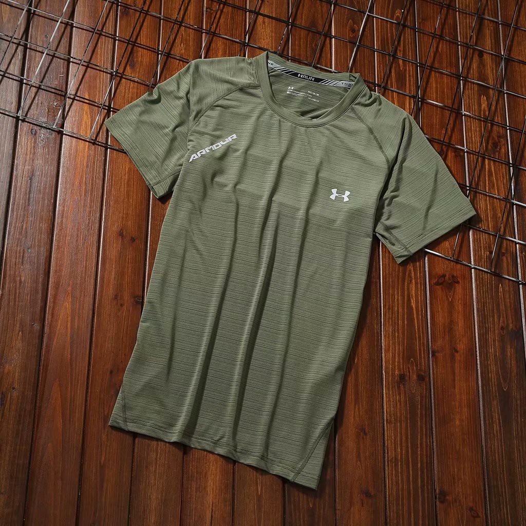 Under armour logo In chữ Thoáng khí Nhanh khô Tay ngắn thể thao Áo phông đào tạo Chạy hàng đầu Áo tay ngắn