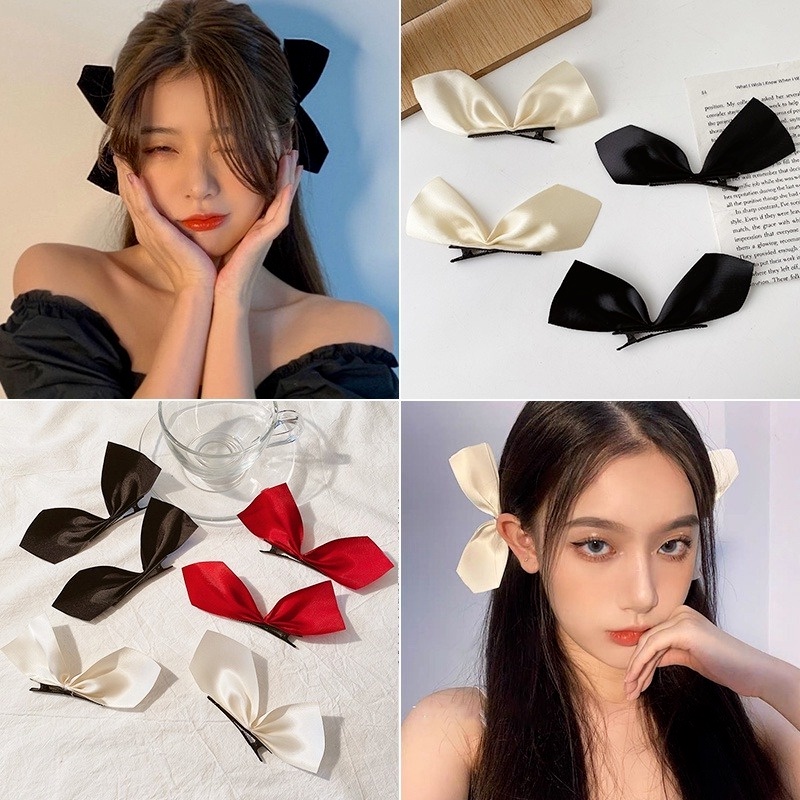 Set 2 Kẹp Tóc Hình Nơ Dễ Thương Phong Cách Hàn Quốc Cho Bé