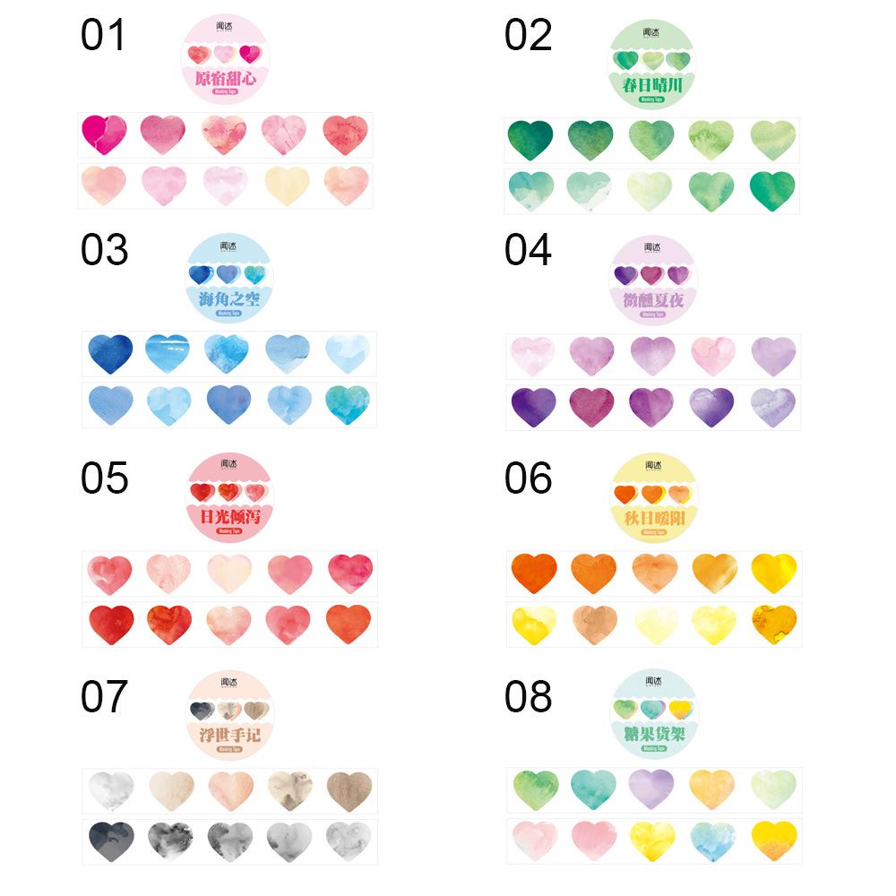 Cuộn 100 Miếng Dán Hình Trái Tim Dễ Thương Dùng Trang Trí Sổ Tay Diy