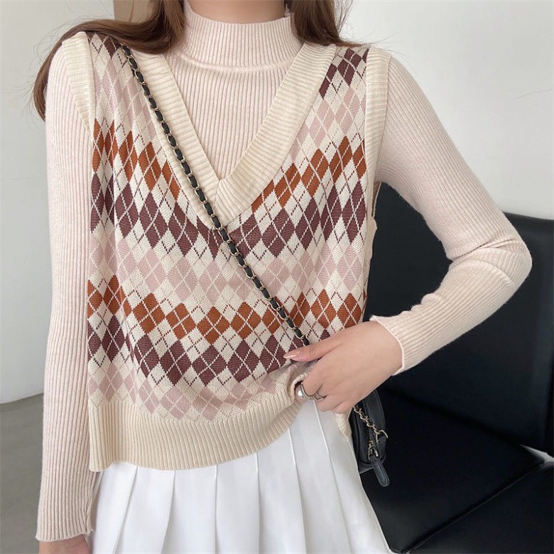 Áo Gile Len Nữ Kiểu Dáng Hàn Quốc, Áo Len Thời Trang FreeSize Họa Tiết Cá Tính Hàng Quảng Châu Cao Cấp | BigBuy360 - bigbuy360.vn