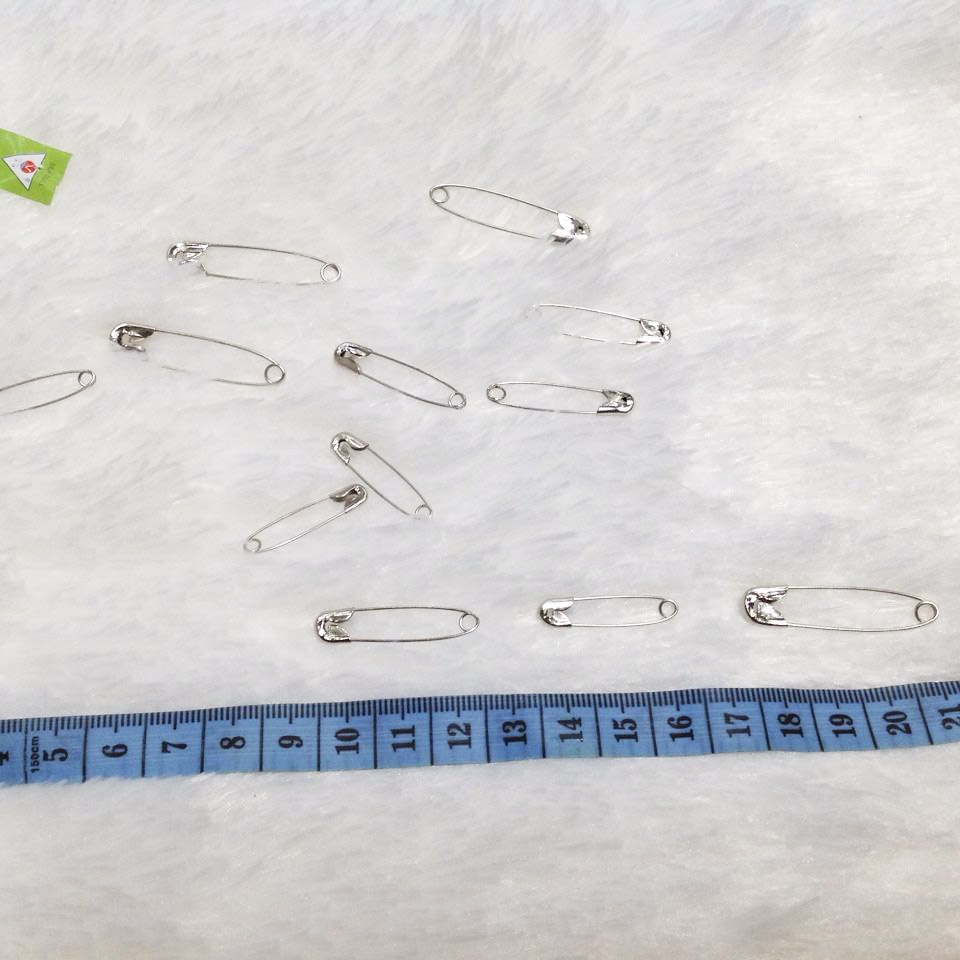 Bộ kim tây k im loại 12 cây móc cài ghim băng dùng gài quần áo trang phục phụ kiện