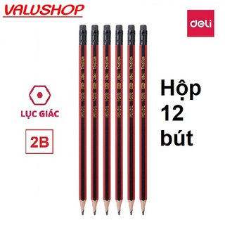 Bút Chì Gỗ 2B Sọc Đỏ Đen DELI | 10902