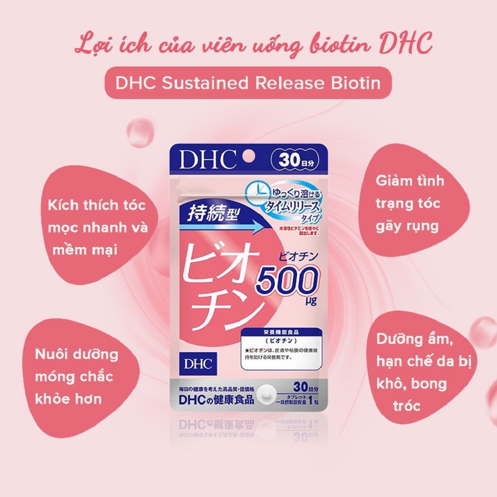 Viên Uống DHC Biotin Ngăn Rụng Tóc Sustained Release Biotin 30 Ngày (30 Viên)