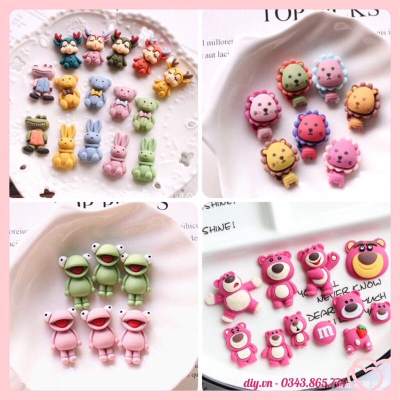 Charm Slime Nhân Vật Hoạt Hình Phụ Kiện Trang Trí Handmade DIY Cột Tóc Ốp ĐT