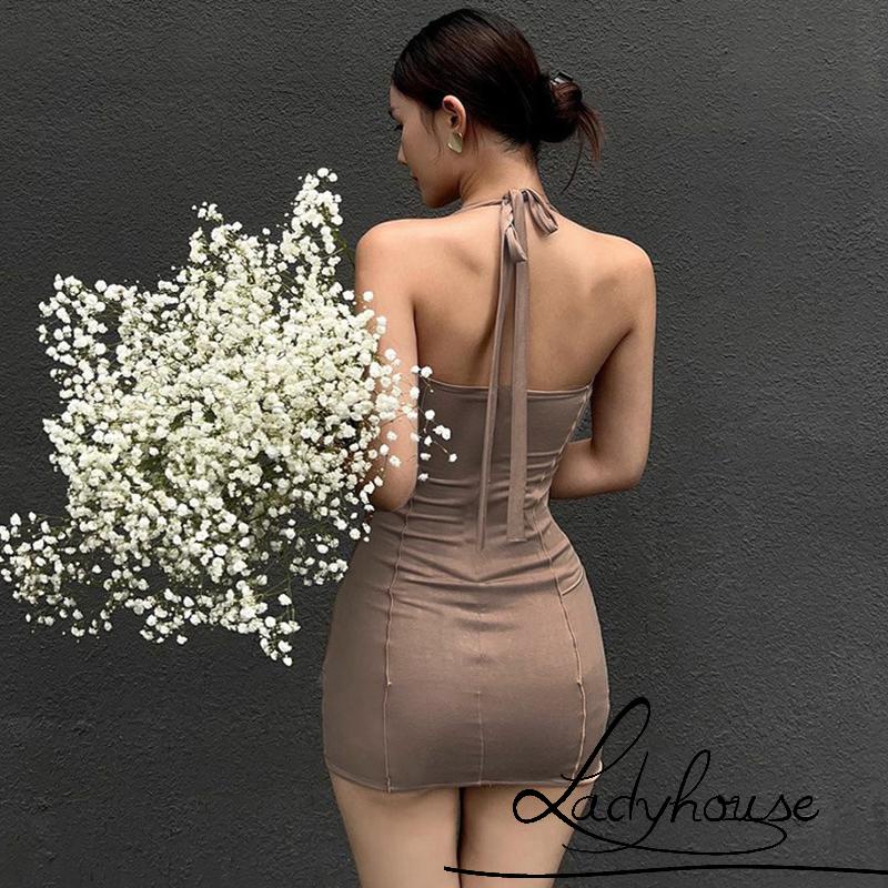 Đầm Hai Dây Không Tay Lưng Cao Màu Sắc Tương Phản Thời Trang Mùa Hè Dành Cho Bạn Nữ