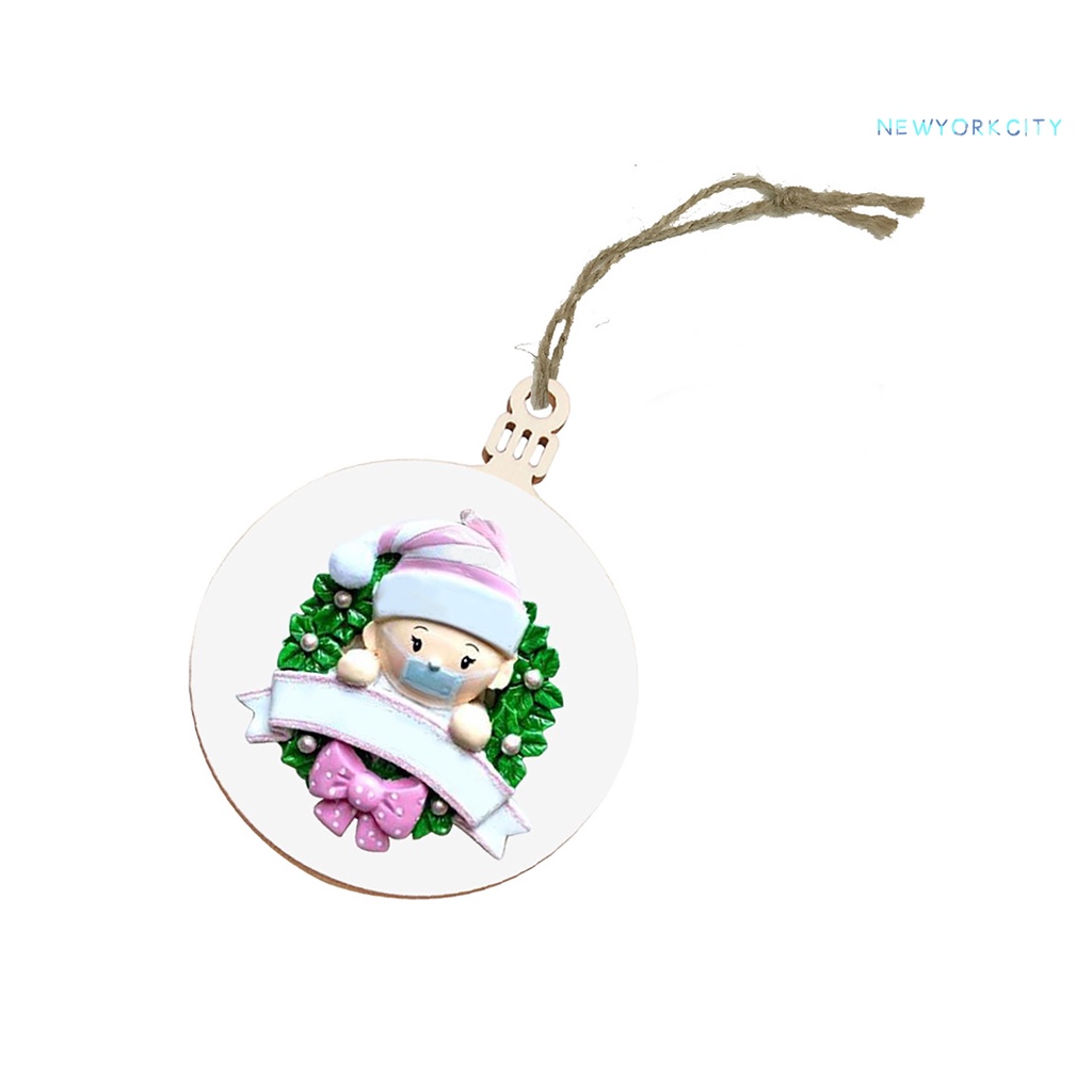 Phụ Kiện Treo Trang Trí Giáng Sinh Bằng Gỗ Kiểu Hoạt Hình Kèm Mặt Dây Che Mặt