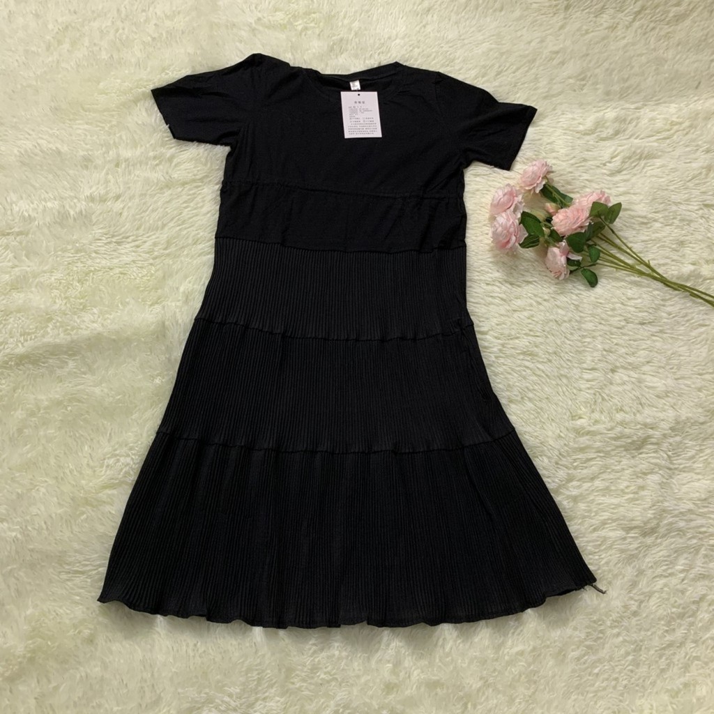 Váy bầu thời trang sang chảnh chất cotton pha von thấm hút mồ hôi, tôn dáng V220