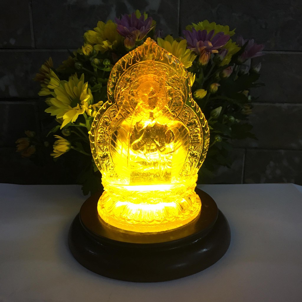 Tượng phật A Di Đà đế có đèn cao 17.5 cm mang bình an cho mọi người -