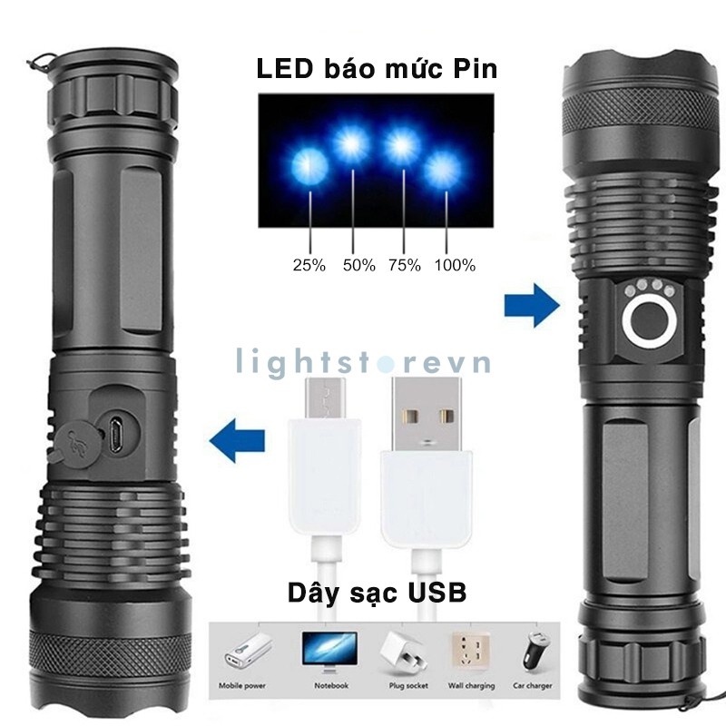 Đèn pin siêu sáng XHP50 ( cam kết chuẩn loại 1) | BigBuy360 - bigbuy360.vn
