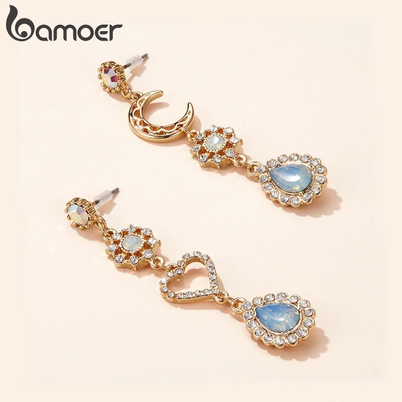 Bông tai Bamoer AIE070 thiết kế hình trái tim xinh xắn thời trang cho nữ