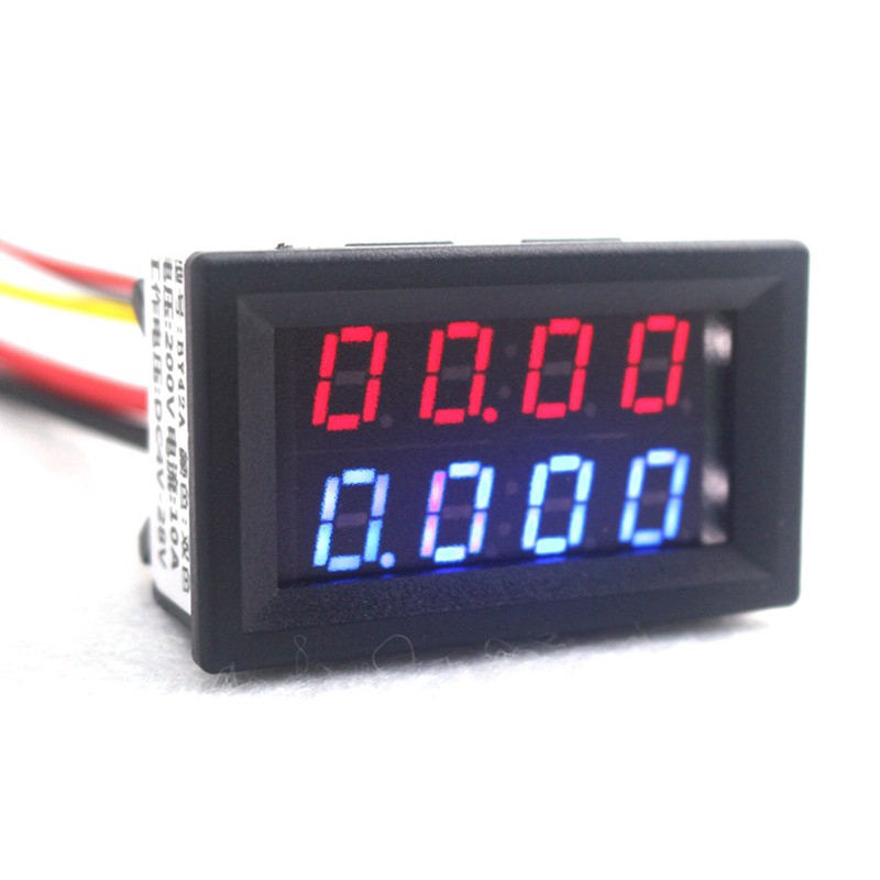 DC 0-200V 10A 50A 100A 0.56 &quot;LED Ampe kế kỹ thuật số + Shunt Màn hình kép Đồng hồ đo điện áp hiện tại 4 bit