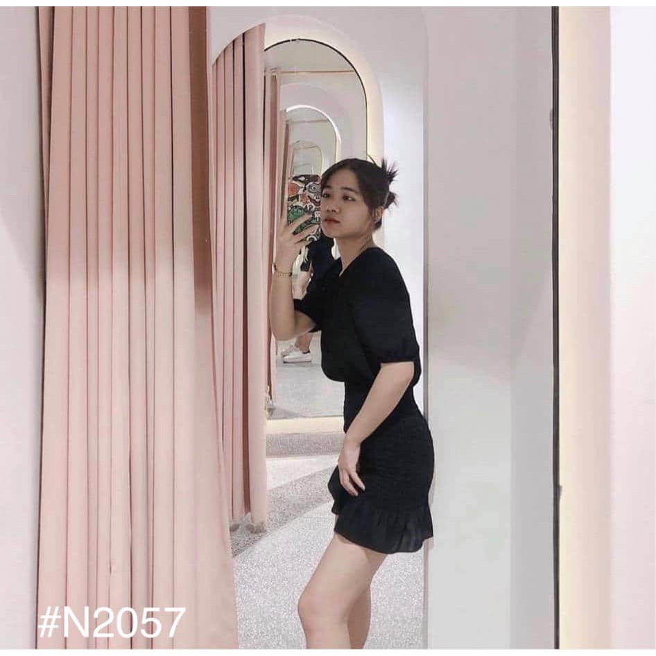 [ẢNH THẬT TRẢI SÀN] ĐẦM ĐEN NỮ TAY PHỒNG BO CHUN ÔM DÁNG SIỂU XINH - JEANIE DRESS | BigBuy360 - bigbuy360.vn