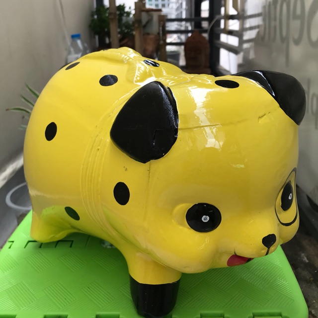 Heo đất chó đóm vàng size L ( 24x15x17 )