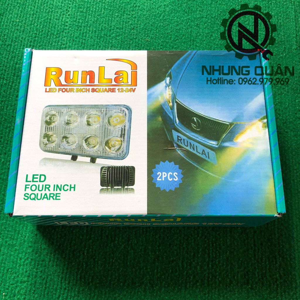 1 ĐÔI Đèn Led 8 Mắt Runlai Siêu bền Siêu Sáng, sử dụng chung điện 12v và 24v