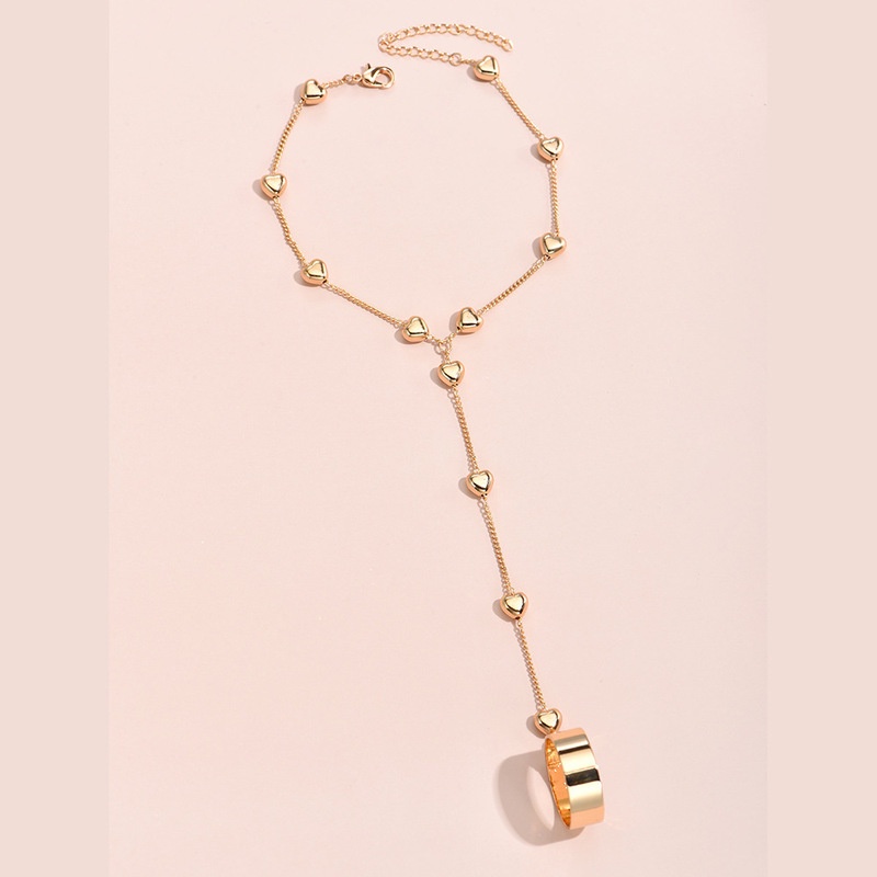 Vòng Đeo Tay Dạng Chuỗi Xích Phối Nhẫn Hình Trái Tim/Bướm Bằng Kim Loại Đơn Giản Cổ Điển Dành Cho Nam Và Nữ