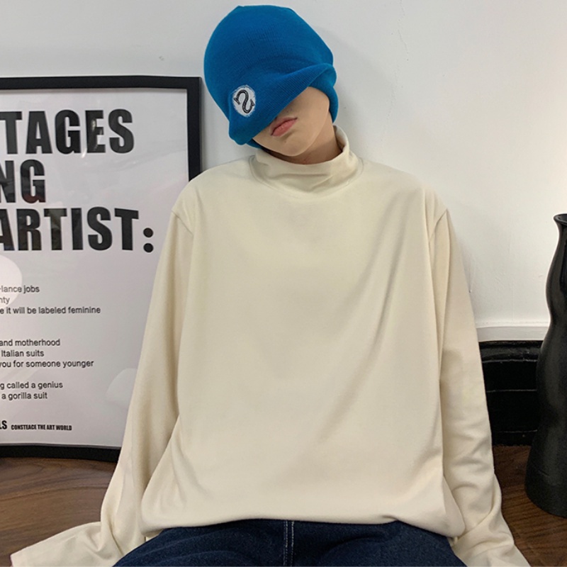 Áo sweater tay dài dáng rộng cổ cao kiểu Hàn Quốc thời trang Thu Đông cho nam