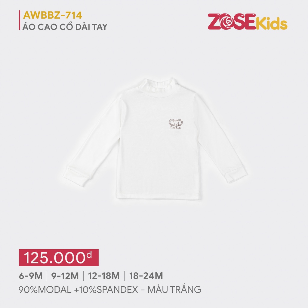 Áo dài tay DEROSA KIDS áo cao cổ cho bé từ 6 đến 24 tháng AWBBZ714A
