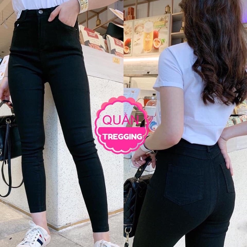Quần tregging nữ lưng cạp cao dài dáng thun ôm bó legging skinny