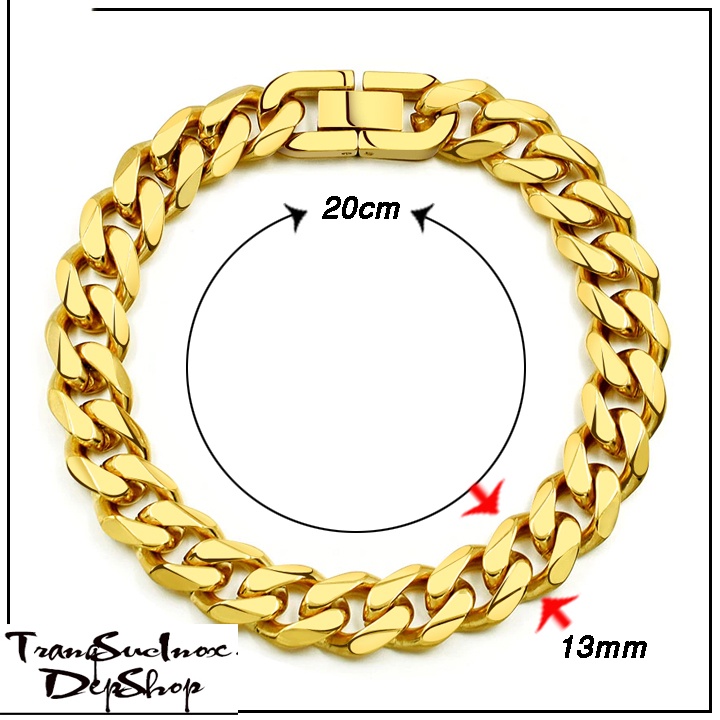 Lắc tay nam inox 13ly vát cạnh mạ vàng khóa bộ thời trang siêu đẹp, bền màu - Thể hiện đẳng cấp phái mạnh