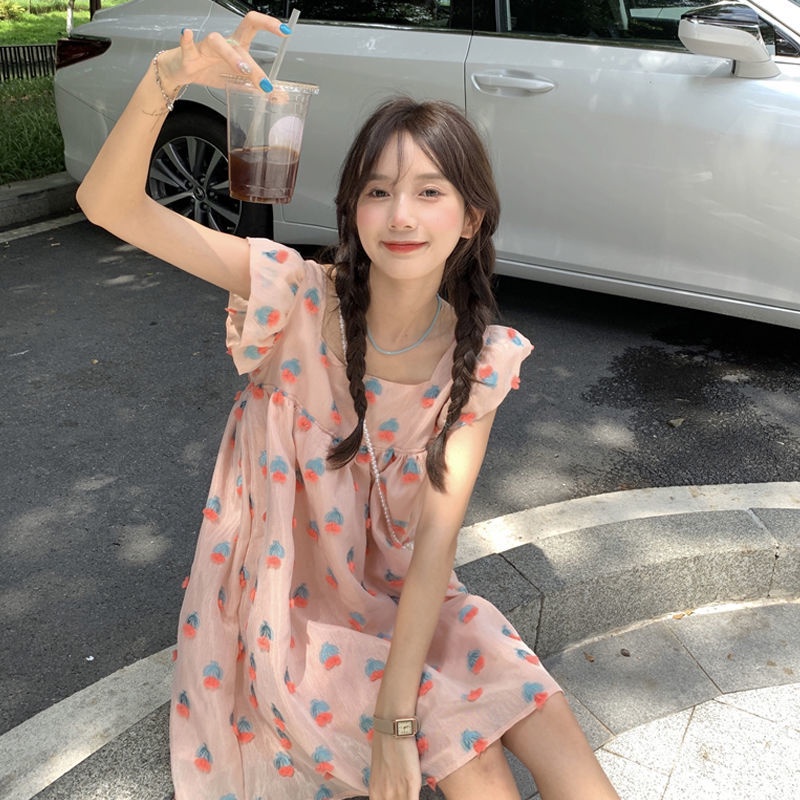 Jiashucheng Đầm Hoa Mỏng Phong Cách Nhật Bản Thiết Kế Mới 2023 Cho Nữ